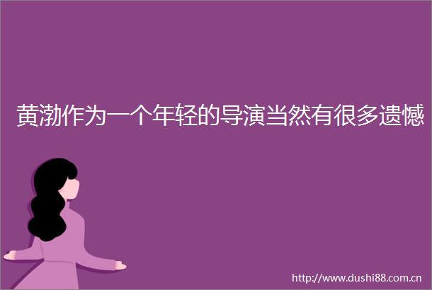 黄渤作为一个年轻的导演当然有很多遗憾