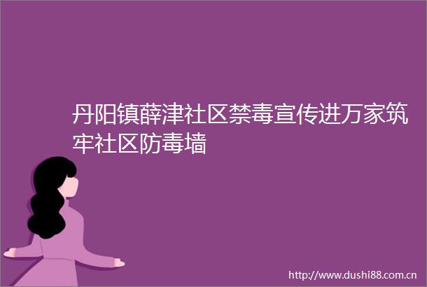 丹阳镇薛津社区禁毒宣传进万家筑牢社区防毒墙