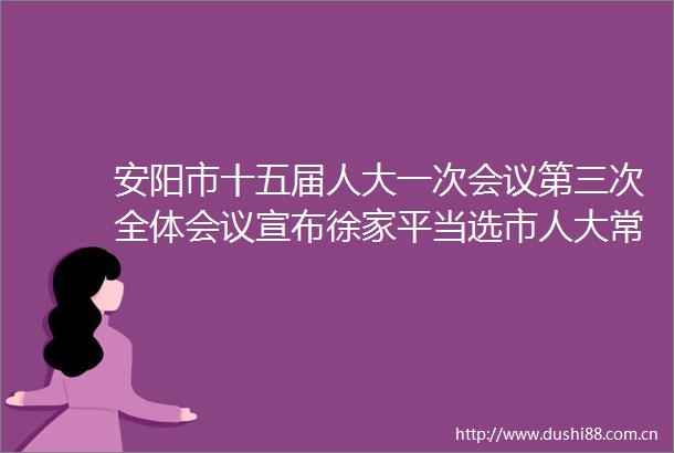 安阳市十五届人大一次会议第三次全体会议宣布徐家平当选市人大常委会主任高永当选市市长
