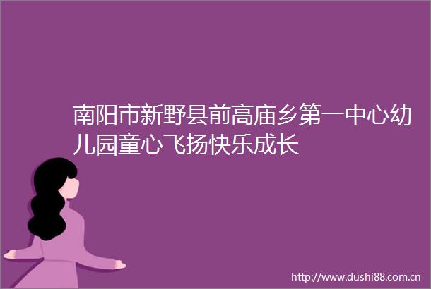 南阳市新野县前高庙乡第一中心幼儿园童心飞扬快乐成长