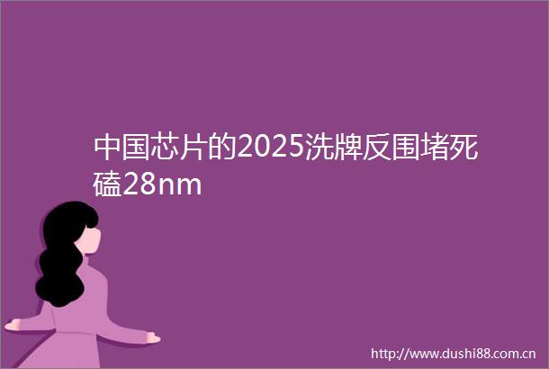 芯片的2025洗牌反围堵死磕28nm