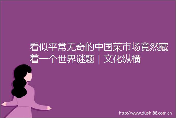 看似平常无奇的菜市场竟然藏着一个世界谜题｜文化纵横