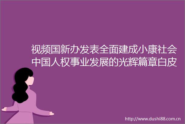 视频国新办发表全面建成小康社会人权事业发展的光辉篇章白皮书