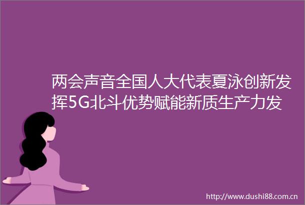 两会声音全国人大代表夏泳创新发挥5G北斗优势赋能新质生产力发展