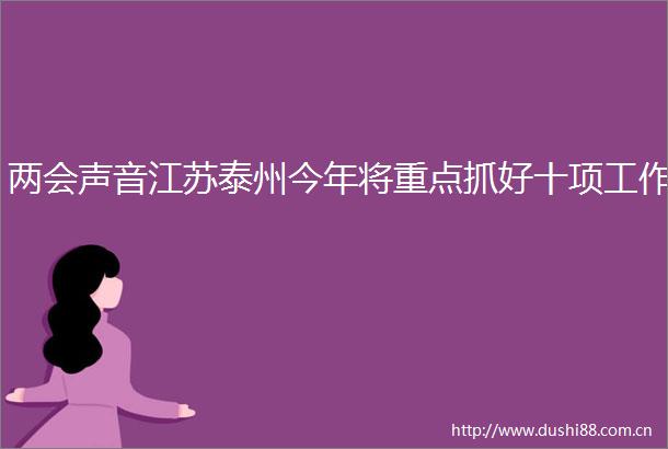 两会声音江苏泰州今年将重点抓好十项工作