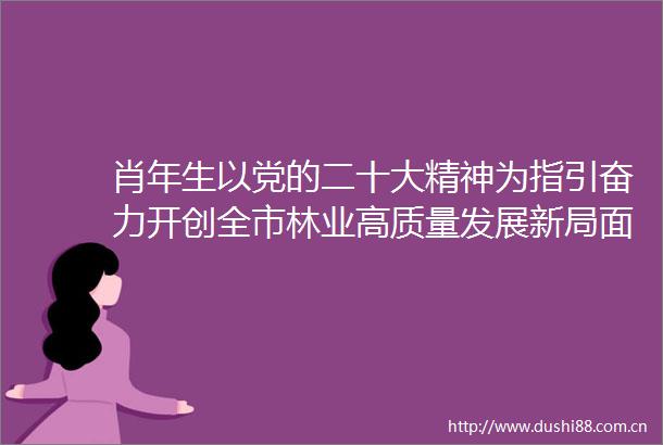 肖年生以党的二十大精神为指引奋力开创全市林业高质量发展新局面