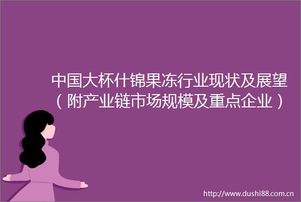 大杯什锦果冻行业现状及展望（附产业链市场规模及重点企业）「图」
