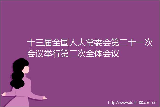十三届全国人大常委会第二十一次会议举行第二次全体会议