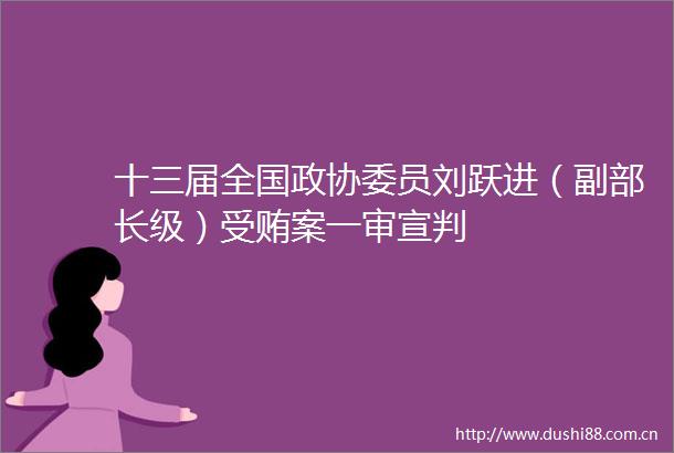 十三届全国政协委员刘跃进（副部长级）案一审宣判