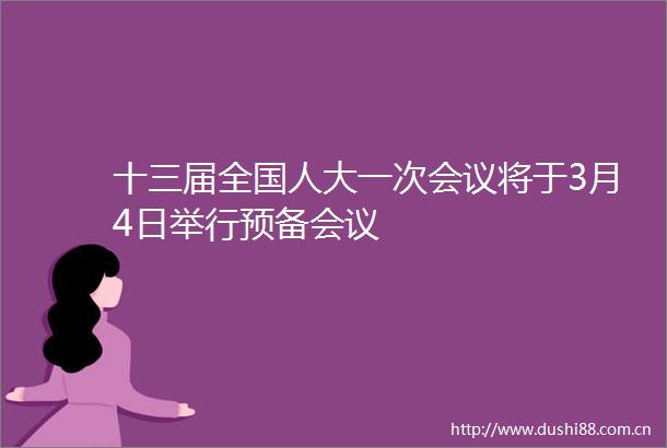 十三届全国人大一次会议将于3月4日举行预备会议