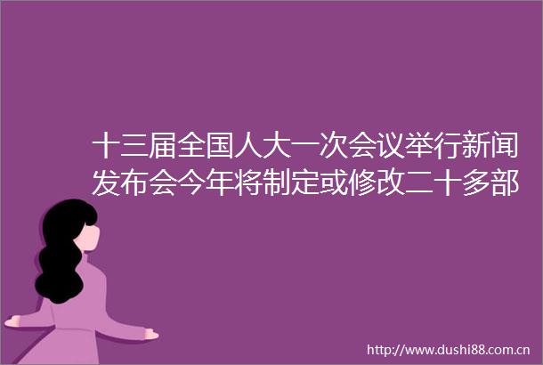十三届全国人大一次会议举行新闻发布会今年将制定或修改二十多部