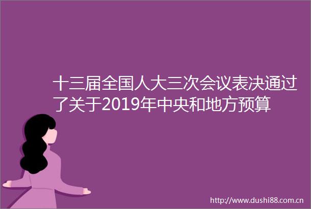 十三届全国人大三次会议表决通过了关于2019年中央和地方预算执行情况与2020年中央和地方预算的决议批准2020年中央预算