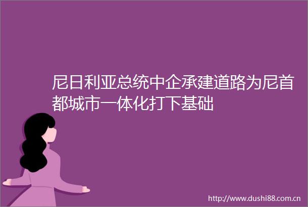 尼日利亚总统中企承建道路为尼首都城市一体化打下基础