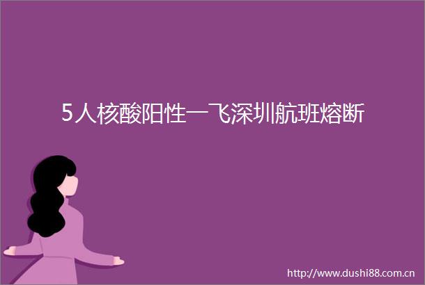 5人核酸阳性一飞深圳航班熔断