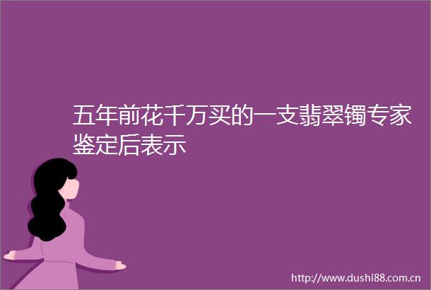五年前花千万买的一支翡翠镯专家鉴定后表示