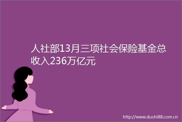人社部13月三项社会保险基金总收入236万亿元