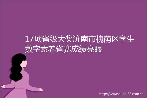 17项省级大奖济南市槐荫区学生数字素养省赛成绩亮眼