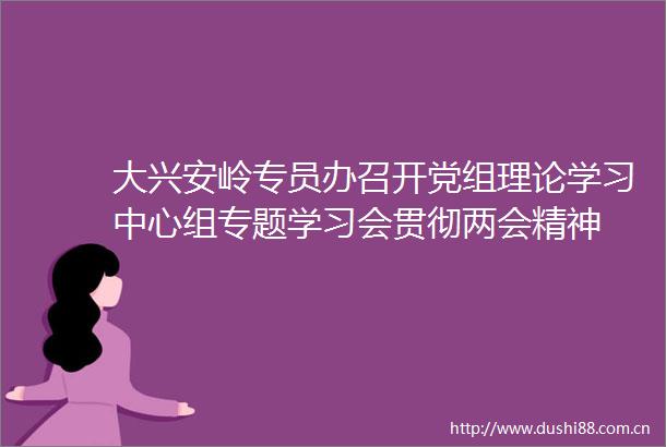 大兴安岭专员办召开党组理论学习中心组专题学习会贯彻两会精神