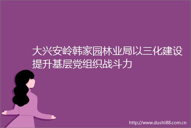 大兴安岭韩家园林业局以三化建设提升基层党组织战斗力