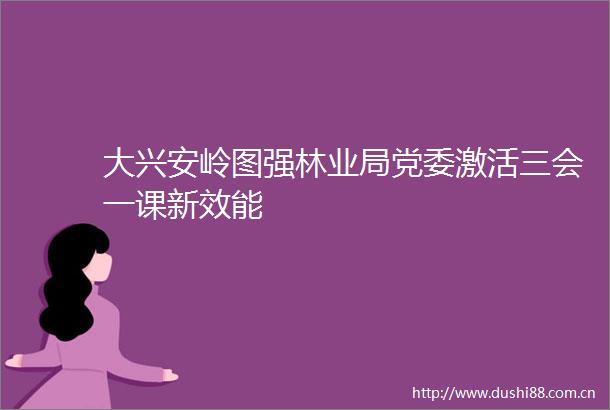 大兴安岭图强林业局党委激活三会一课新效能