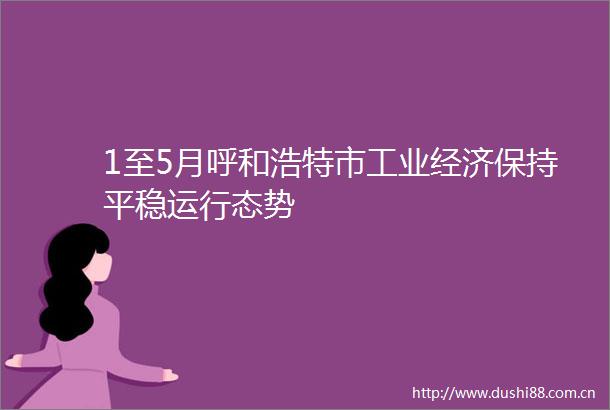 1至5月呼和浩特市工业经济保持平稳运行态势