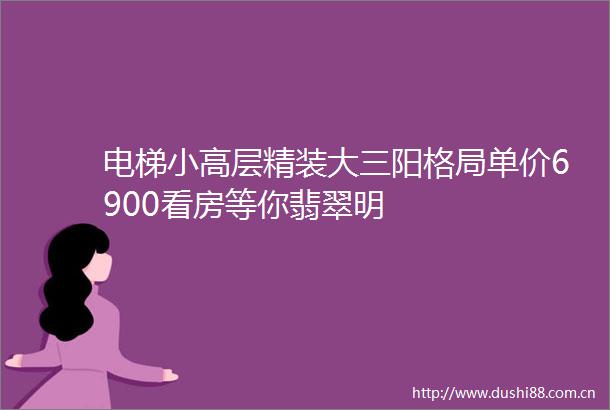 电梯小高层精装大三阳格局单价6900看房等你翡翠明