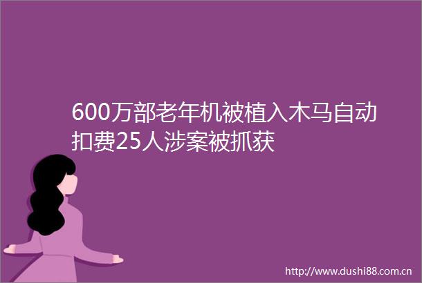 600万部老年机被植入木马自动扣费25人涉案被抓获