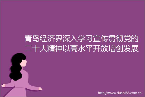 青岛经济界深入学习宣传贯彻党的二十大精神以高水平开放增创发展新优势