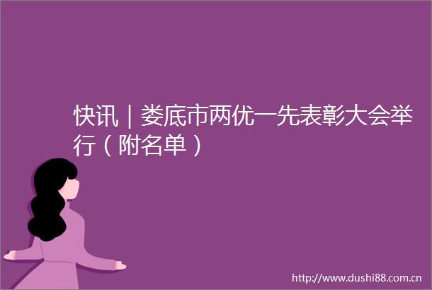 快讯｜娄底市两优一先表彰大会举行（附名单）
