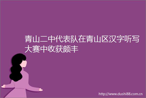 青山二中代表队在青山区汉字听写大赛中收获颇丰
