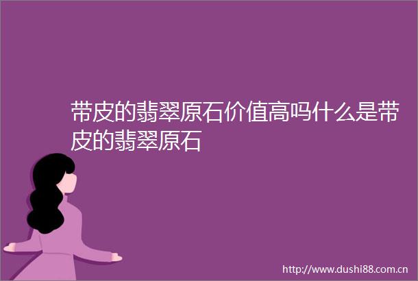 带皮的翡翠原石价值高吗什么是带皮的翡翠原石