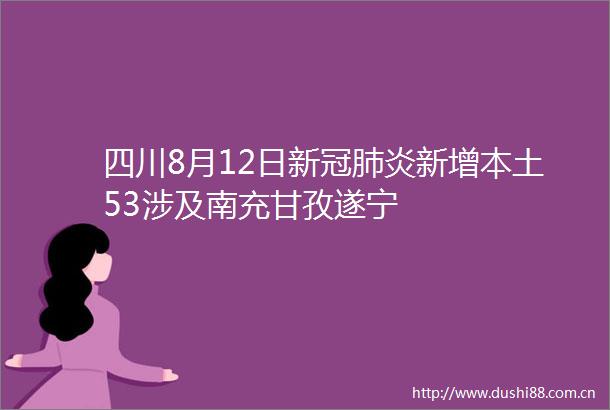 四川8月12日新冠肺炎新增本土53涉及南充甘孜遂宁