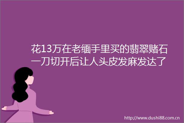 花13万在老缅手里买的翡翠赌石一刀切开后让人头皮发麻发达了