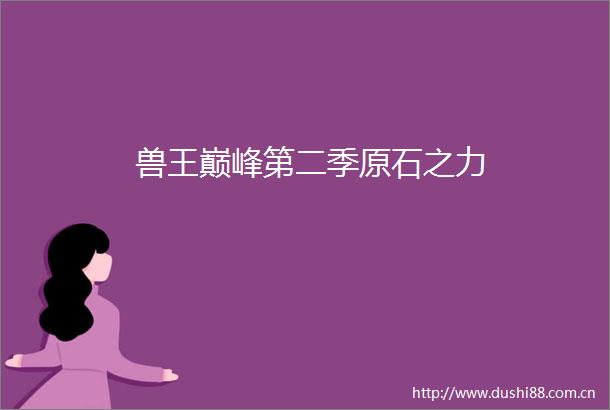 兽王巅峰第二季原石之力
