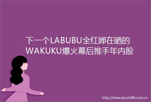 下一个LABUBU全红婵在晒的WAKUKU爆火幕后推手年内股价暴涨超400