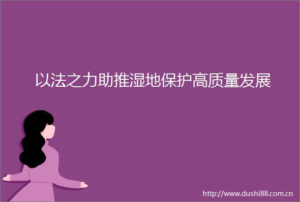 以法之力助推湿地保护高质量发展