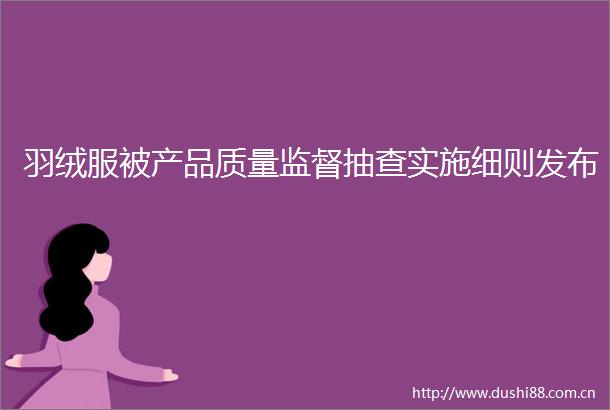 羽绒服被产品质量监督抽查实施细则发布