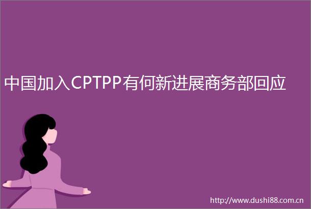 加入CPTPP有何新进展商务部回应
