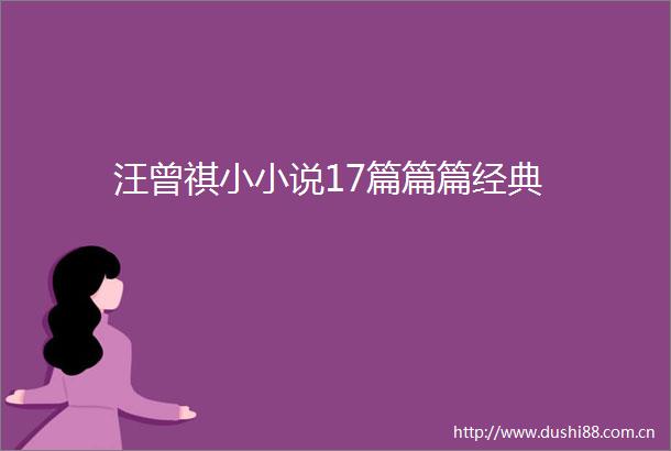 汪曾祺小小说17篇篇篇经典