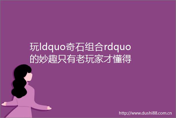 玩ldquo奇石组合rdquo的妙趣只有老玩家才懂得