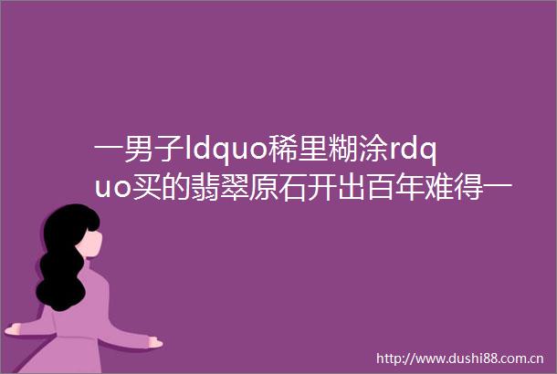 一男子ldquo稀里糊涂rdquo买的翡翠原石开出百年难得一遇的帝王春美呆了
