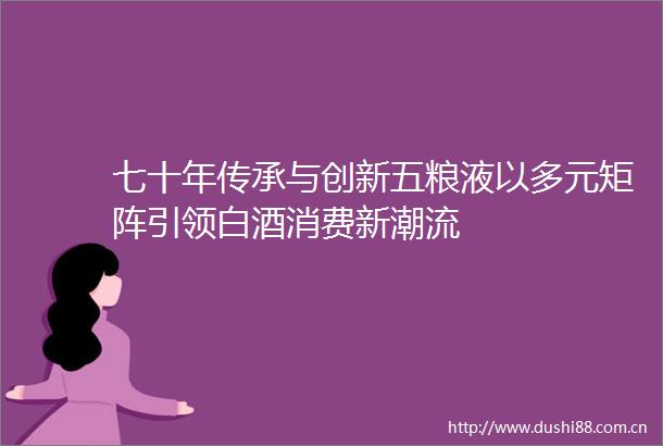 七十年传承与创新五粮液以多元矩阵引领白酒消费新潮流