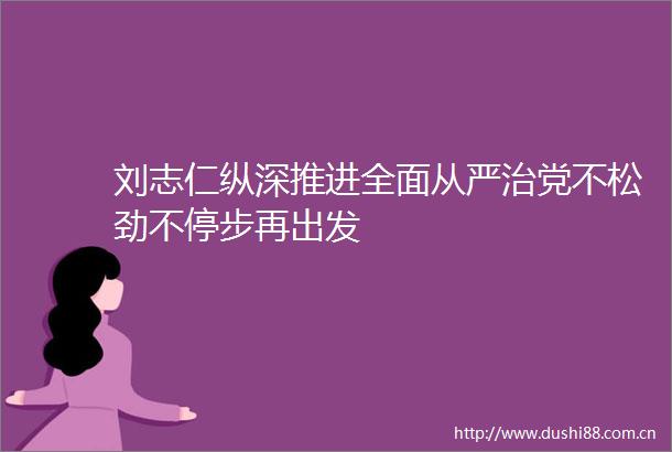 刘志仁纵深推进全面从严治党不松劲不停步再出发