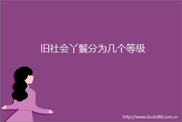 旧社会丫鬟分为几个等级