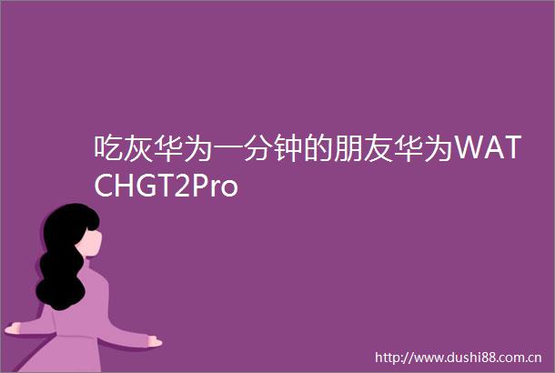 吃灰华为一分钟的朋友华为WATCHGT2Pro