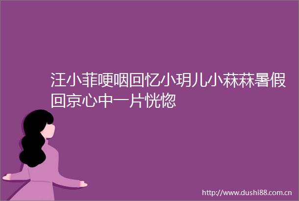 汪小菲哽咽回忆小玥儿小菻菻暑假回京心中一片恍惚