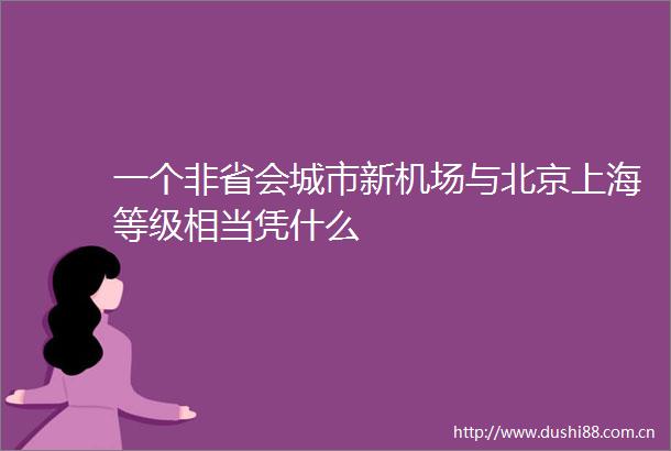 一个非省会城市新机场与北京上海等级相当凭什么