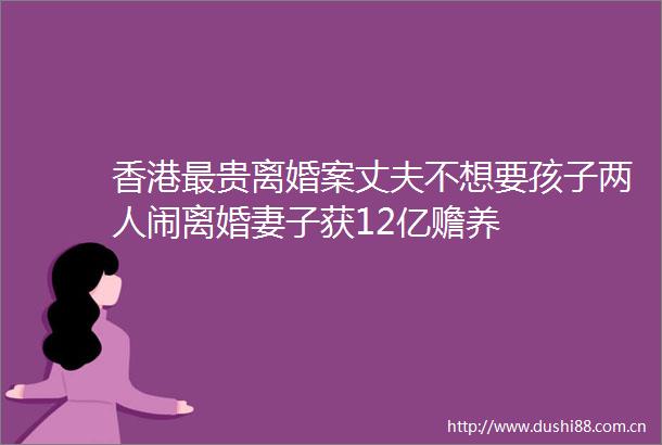 香港最贵离婚案丈夫不想要孩子两人闹离婚妻子获12亿赡养