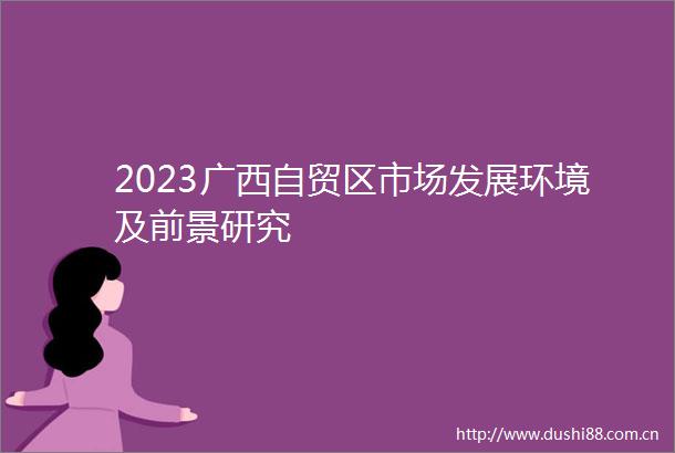 2023广西自贸区市场发展环境及前景研究