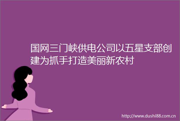 国网三门峡供电公司以五星支部创建为抓手打造美丽新农村